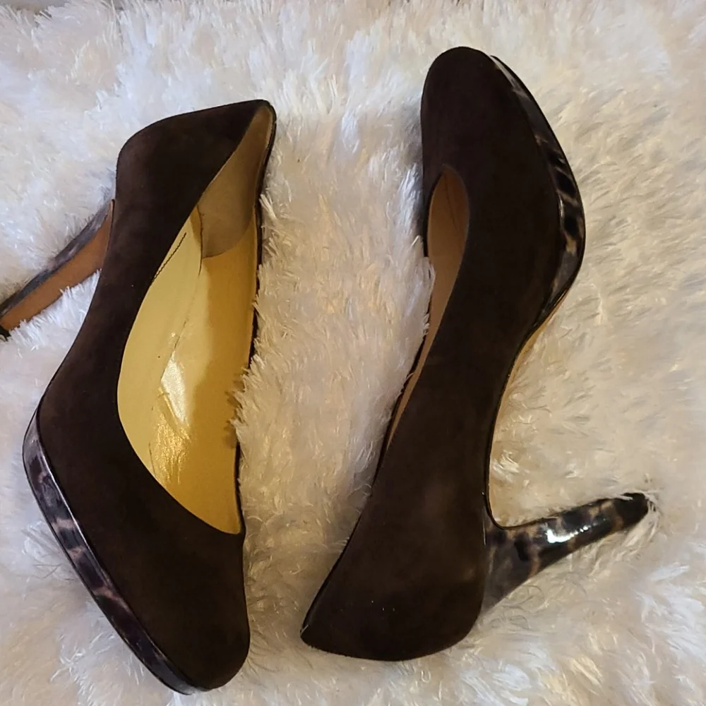 Kate Spade brown suede leopard heels
